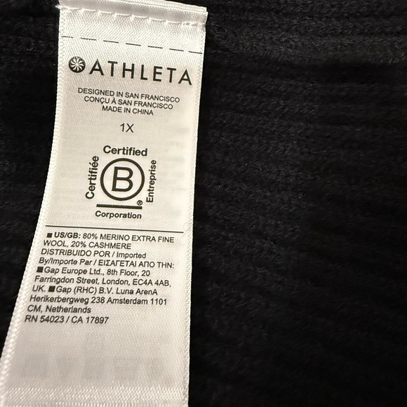 Athleta Alpine Black Merino Wool Cashmere turtleneck sweater Sz XL - Picture 5 of 16